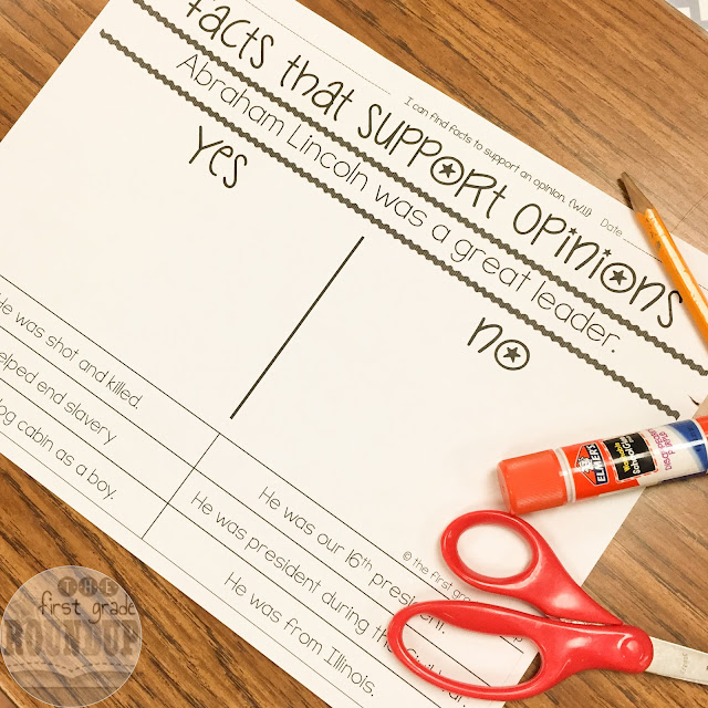 using facts to support opinions sort