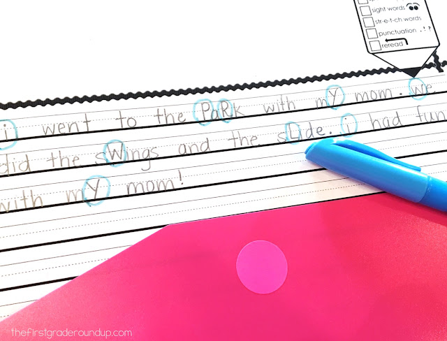 up close of writing conference using a student writing sample