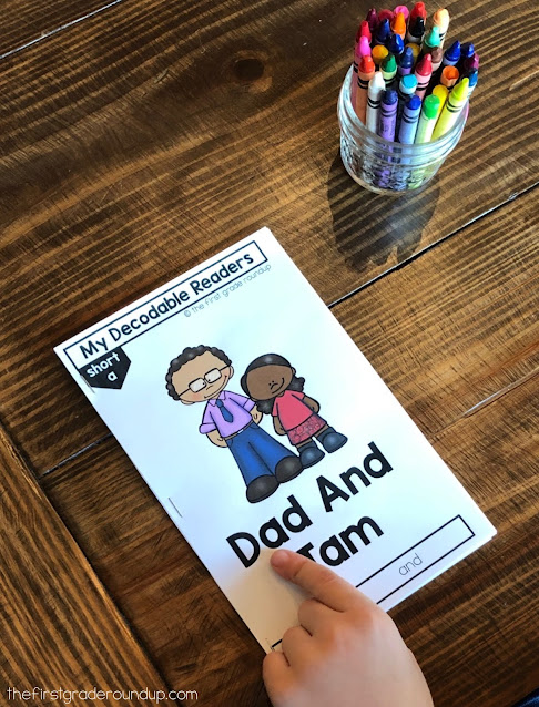 decodable reader title page Student is reading the title of the decodable reader.