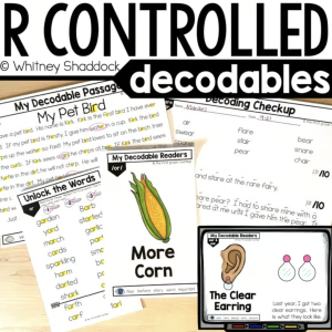 R Controlled vowels decodable books